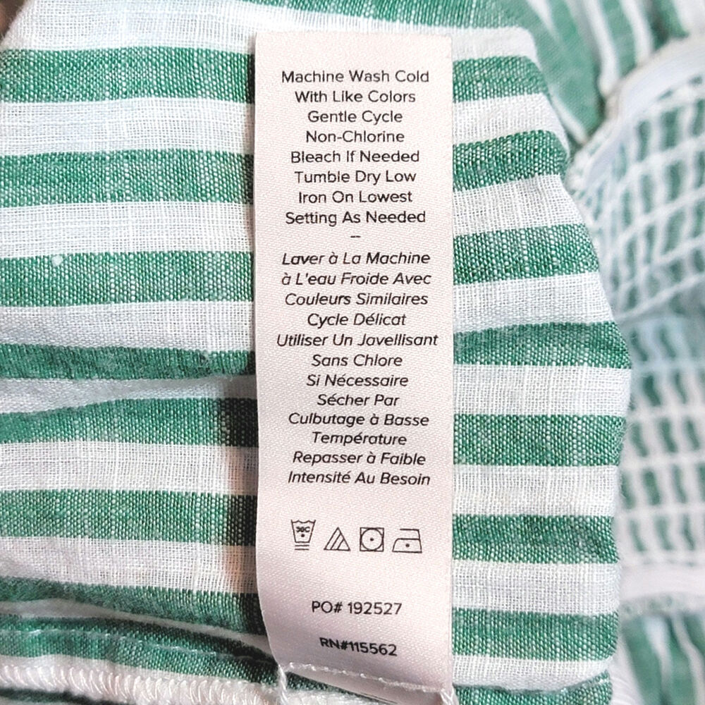 Cinq à Sept Adly Green White Stripe Smocked Puff Sleeve Peplum Top M - Picture 13 of 15